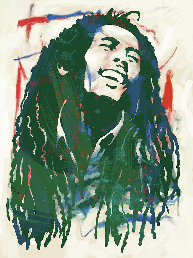 Portrait Mixed Media - Bob Marley pop arts poser by Kim Wang