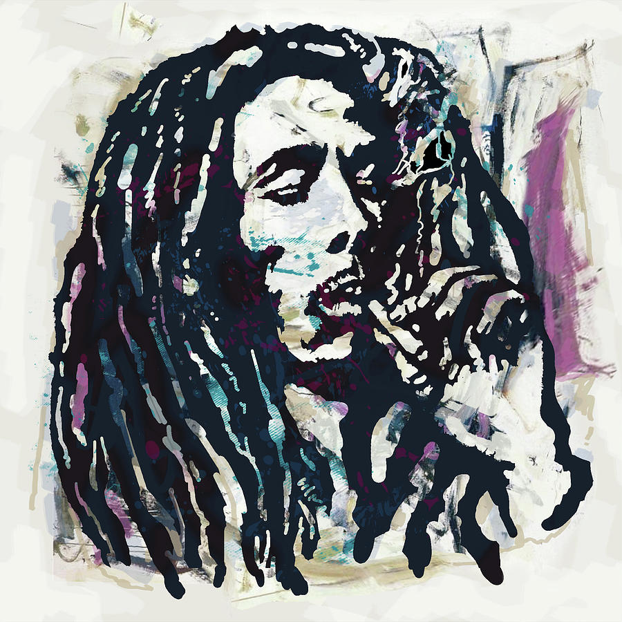 Portrait Mixed Media - Bob Marley pop poser by Kim Wang