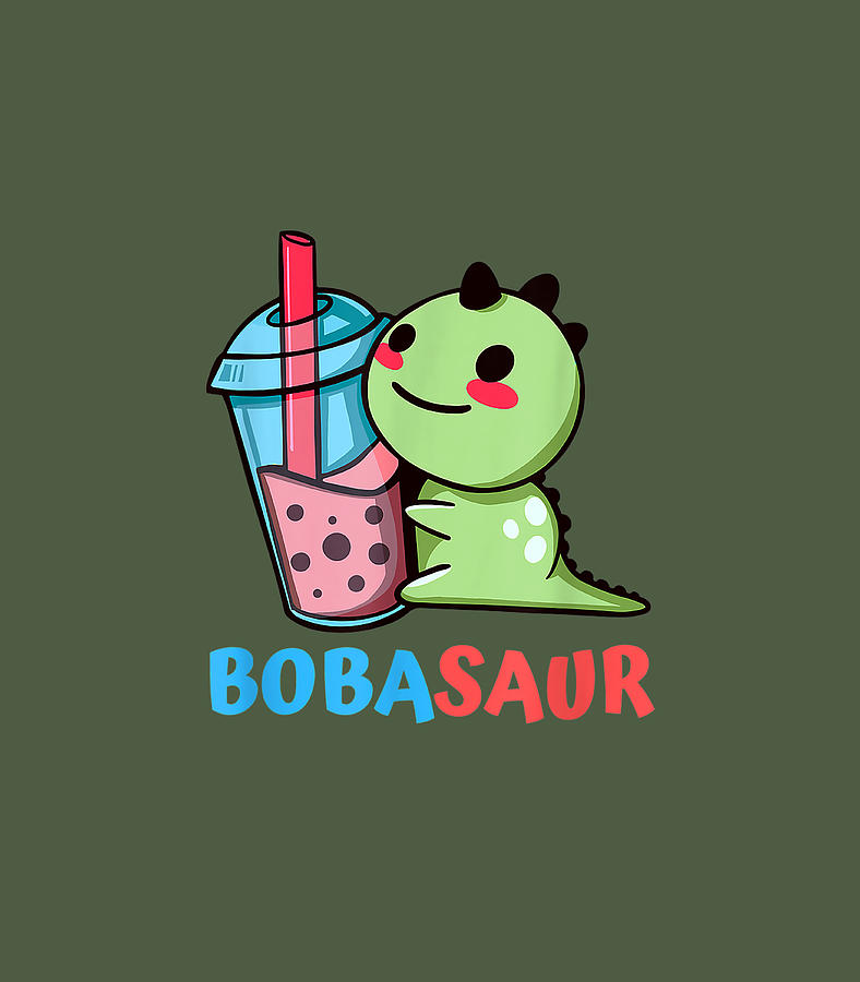 Bobasaur Bubble Tea Boba Dinosaur Kawaii Cute Dino Pun Digital Art by Black  - Pixels