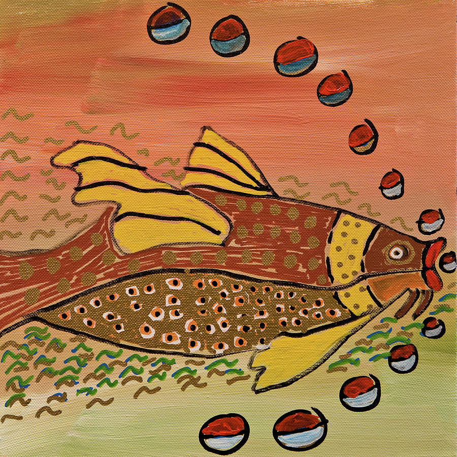 Fish Painting - Bobbers for Lunch by Adu Gindy