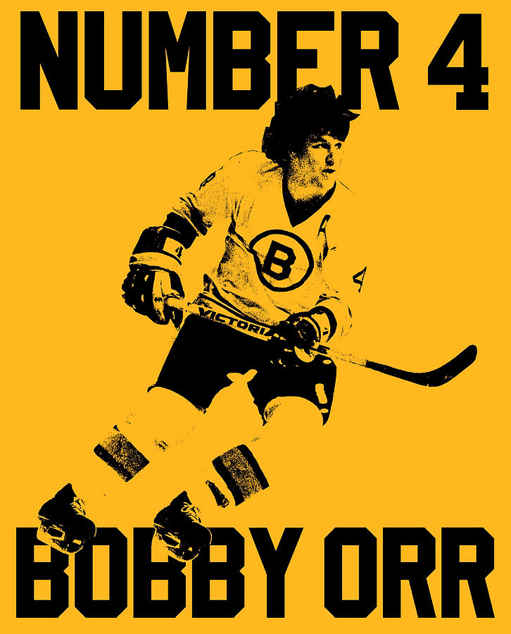 Bobby Orr Number 4 The Black Stencil Poster Painting by Adam Lauren ...