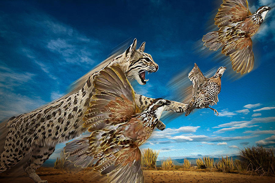 Bobcat and Bob Whites Painting by Jim Kennedy - Pixels