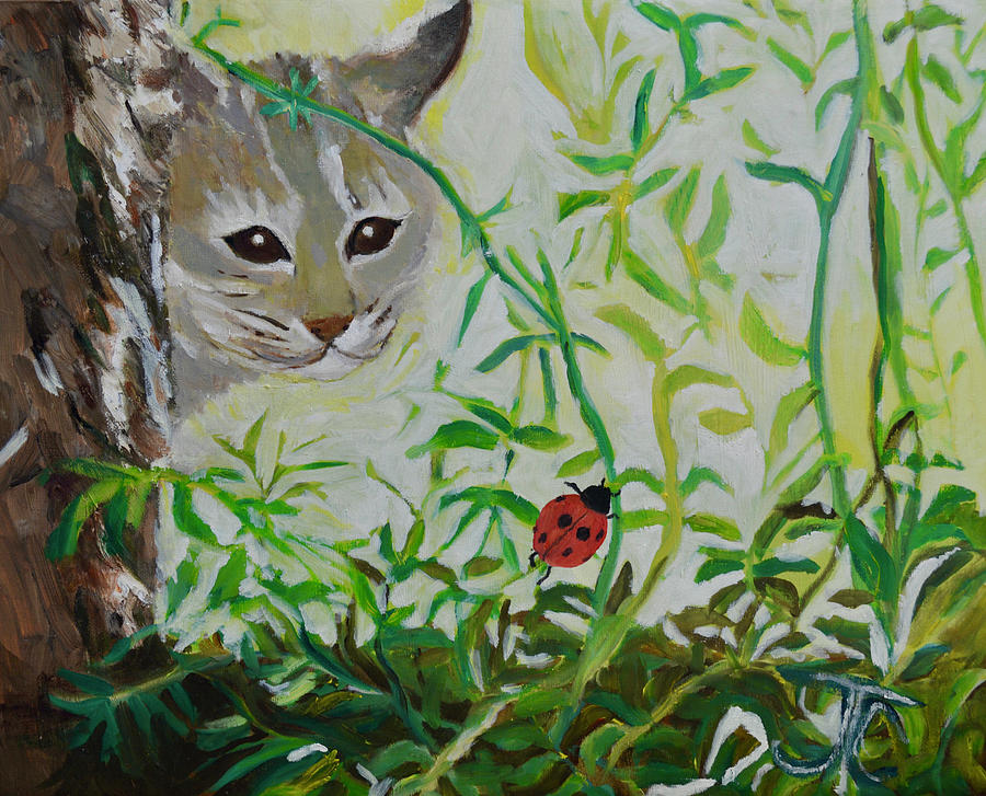 Bobcat by art studio Painting by Julie Todd-Cundiff