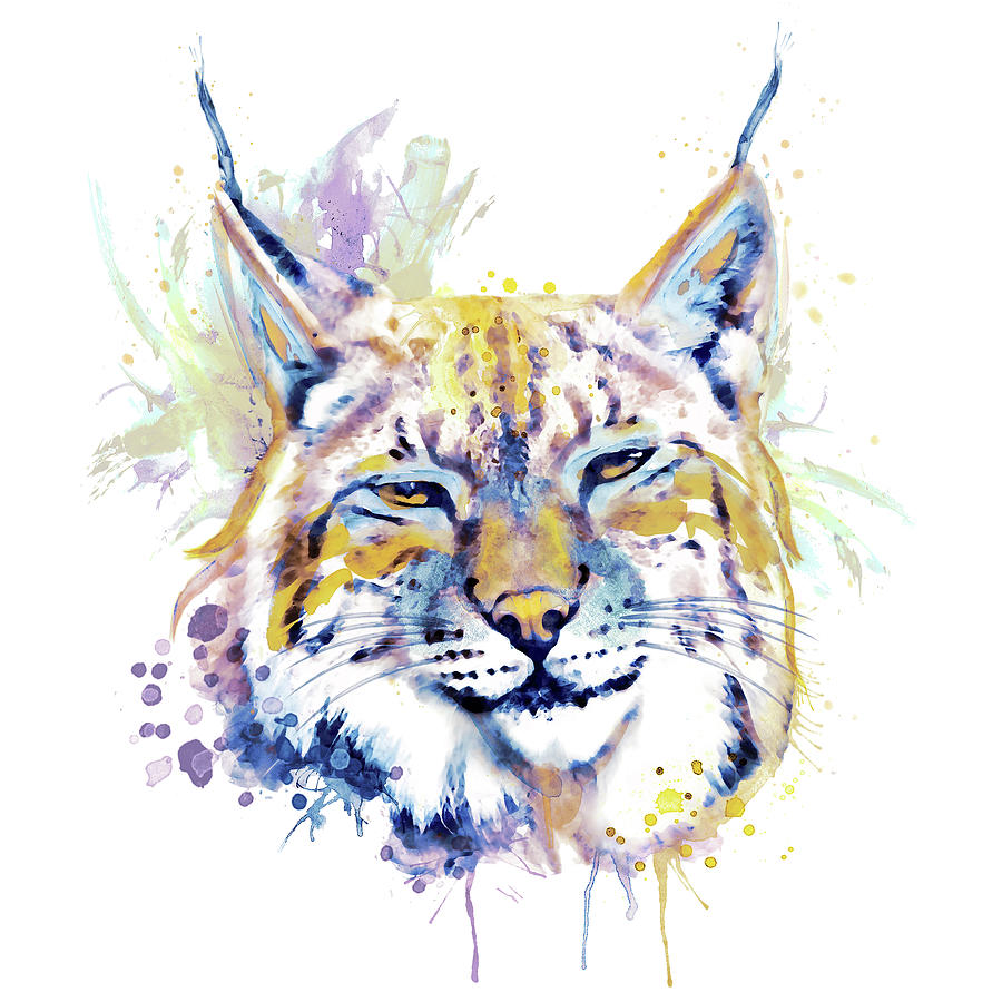 Nature Painting - Bobcat Head by Marian Voicu