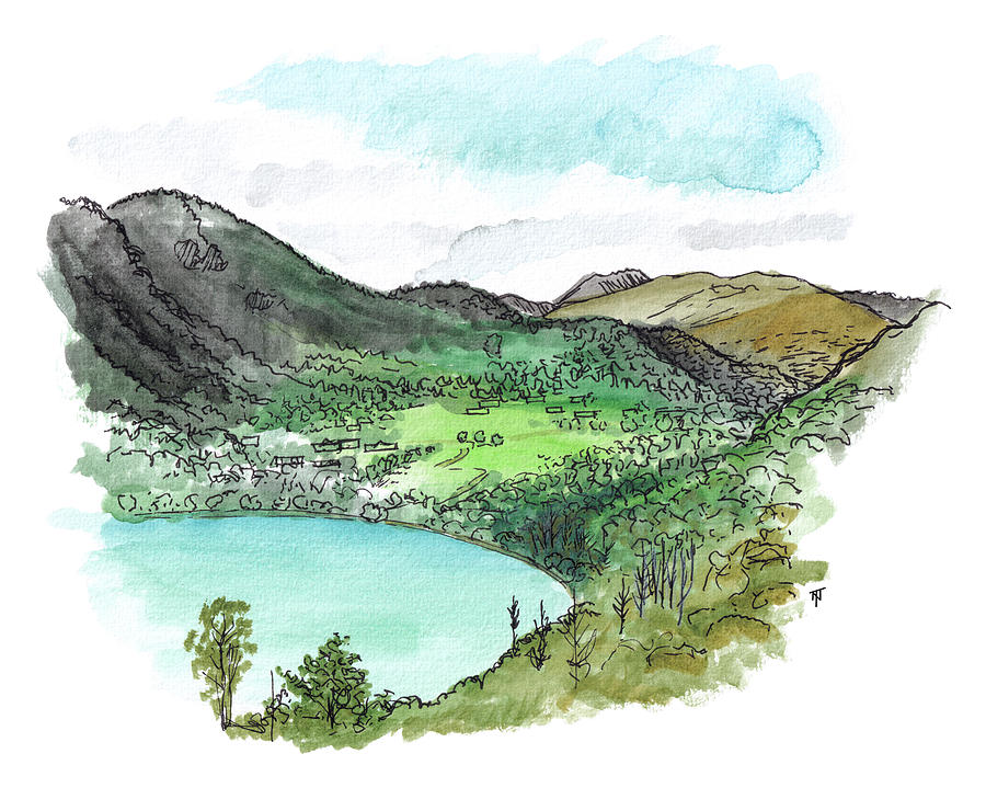 Mountain Painting - Bobs Cove - Lake Wakatipu by Tom Napper