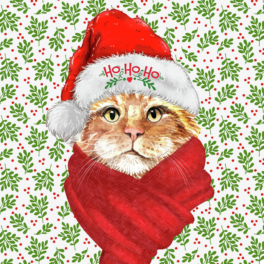 Bobtail Christmas Cat Digital Art by Doreen Erhardt
