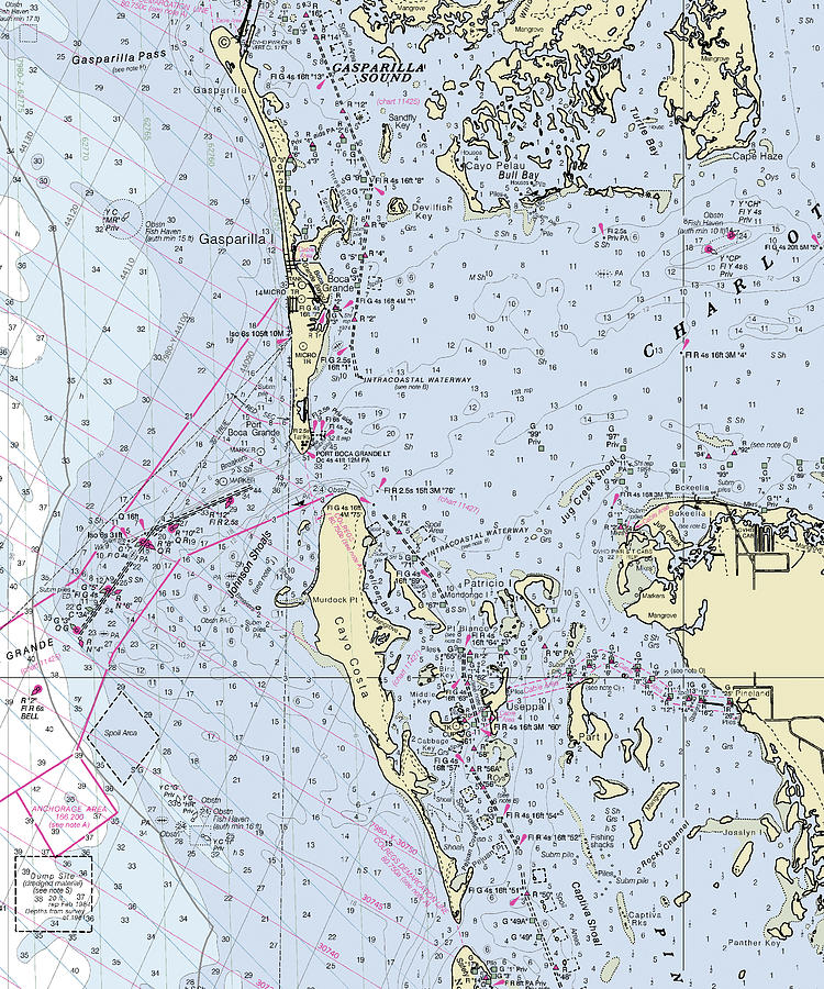 Boca Grande Florida Nautical Chart Digital Art by Sea Koast Pixels