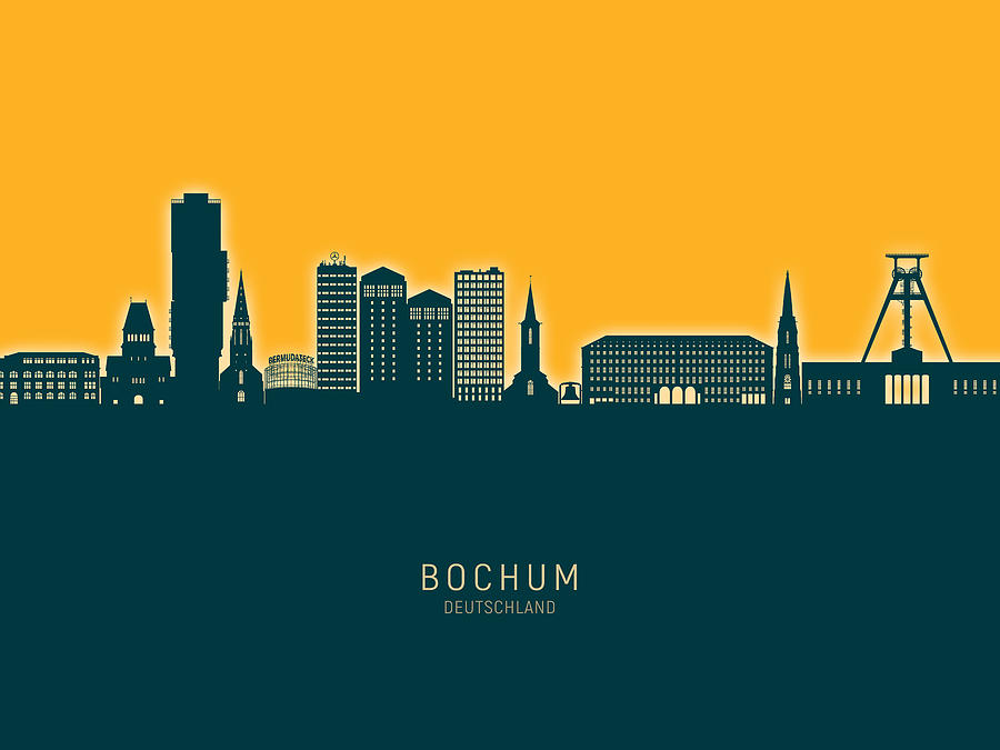 Bochum Germany Skyline #56 Digital Art by Michael Tompsett