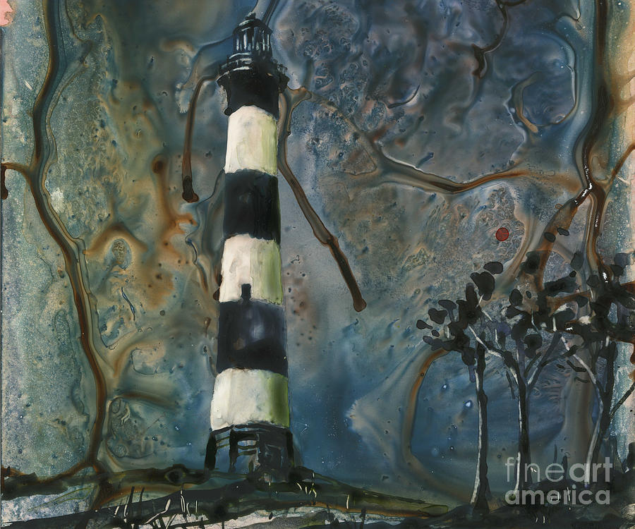 Lighthouse Painting - Bodie Island lighthouse at sunset by Ryan Fox
