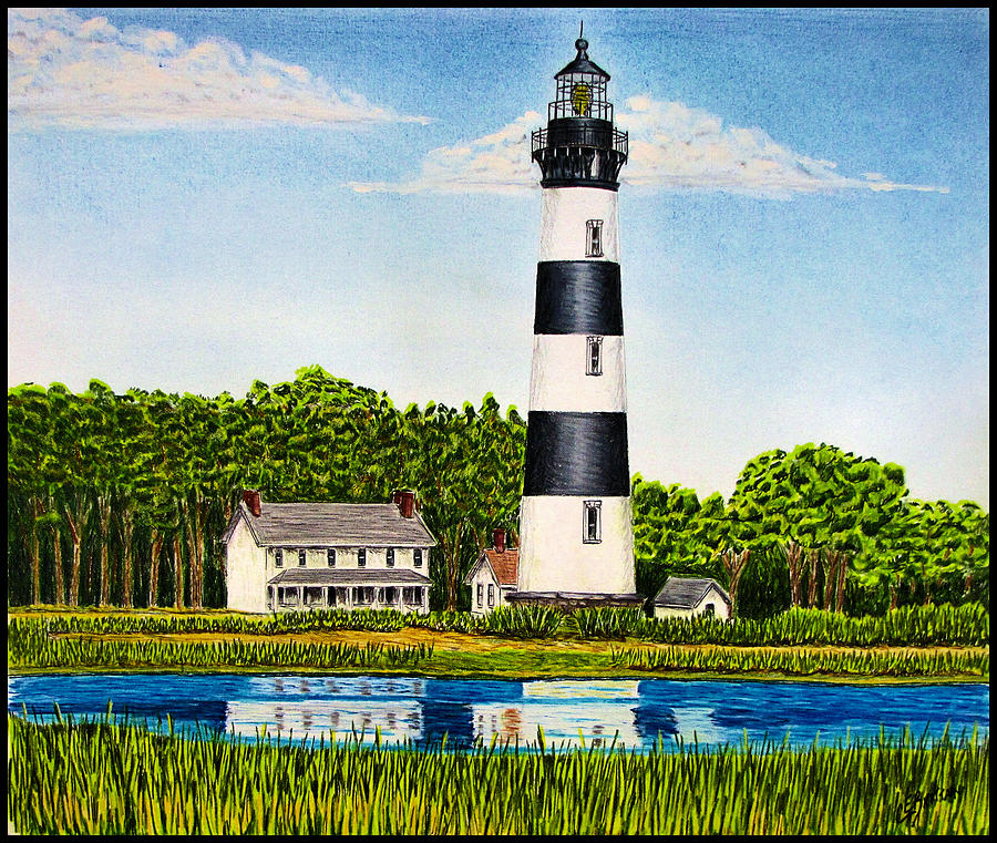 Beach Drawing - Bodie Island Lighthouse by Chad Brittain