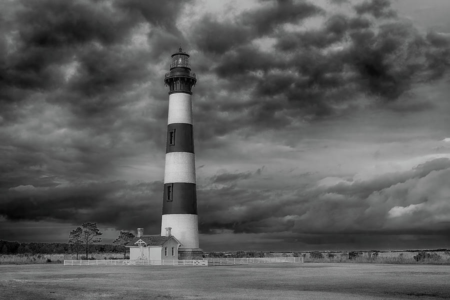 Bodie Island Lighthouse Moody Skies Photograph by Fon Denton