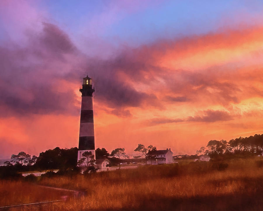 Bodie Island Lighthouse Painted Sunset Photograph by Leah Palmer