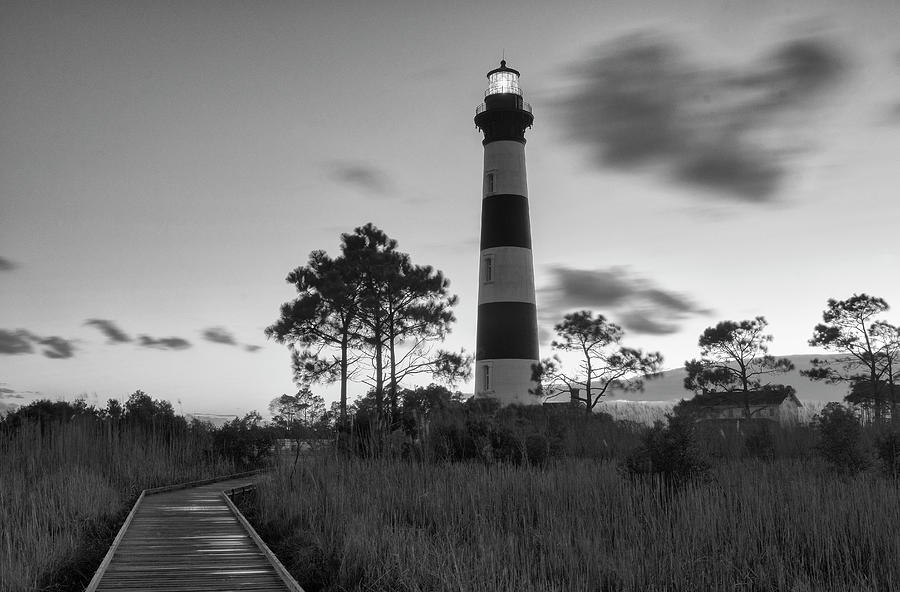 Bodie Lighthouse, Coastal North Carolina, Black and White, Photograph, Print Photograph by Eric Abernethy