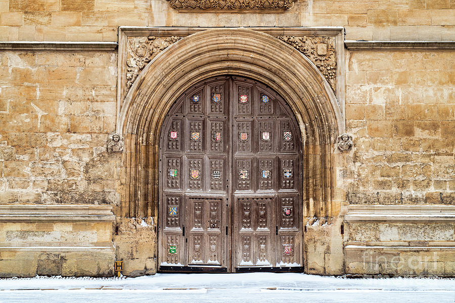 Bodleian library Oak Doors in Winter Photograph by Tim Gainey