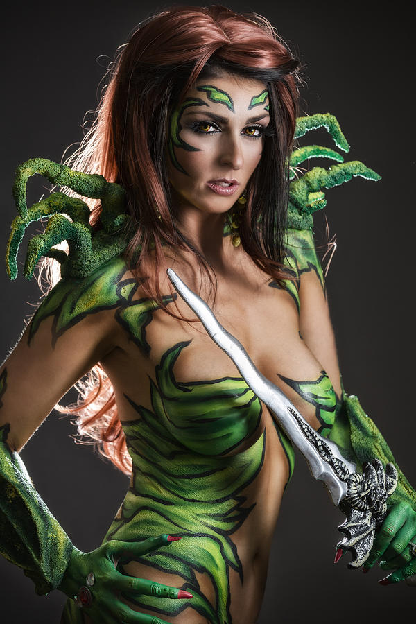 Body art: Alien goddess with sword Photograph by Alina555