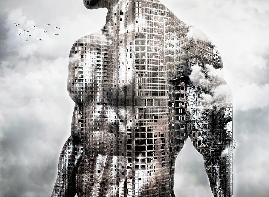 Surrealism Mixed Media - Body Building by Jacky Gerritsen