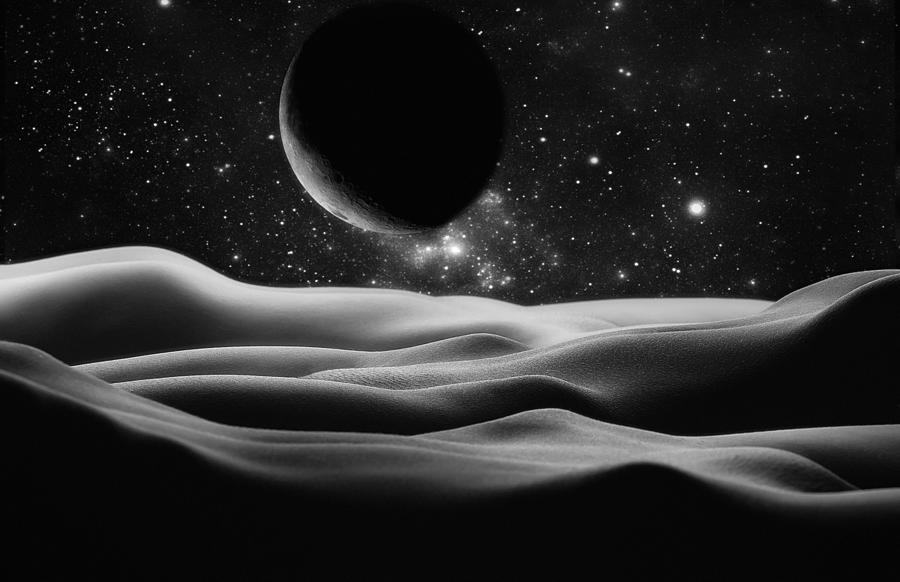 Bodyscape - Starry Night Black and White Photograph by Marianna Mills