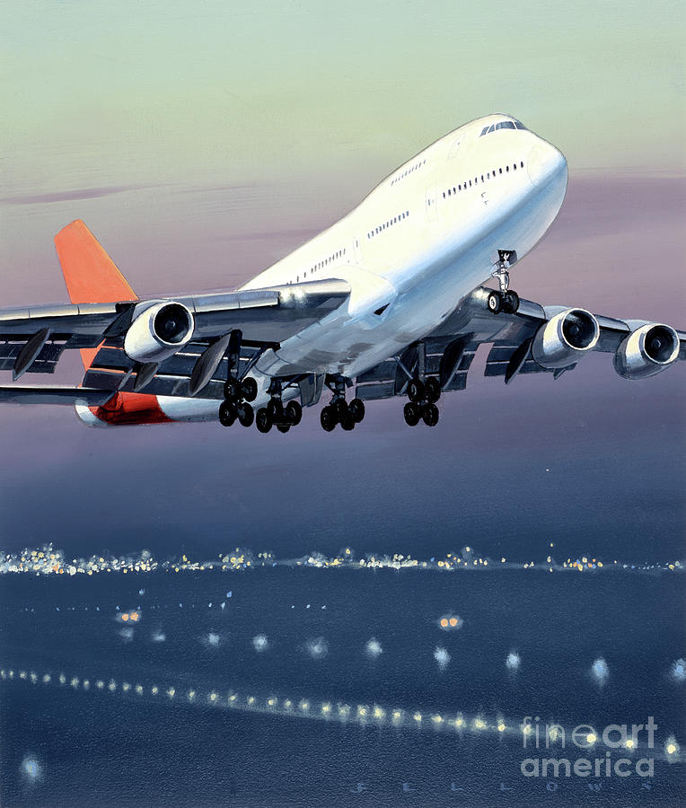 Boeing 747 Painting by Jack Fellows