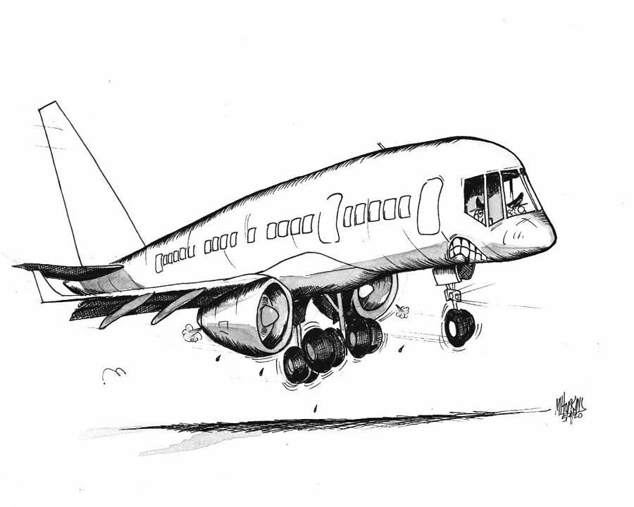 Boeing 757 Original Drawing by Michael Hopkins
