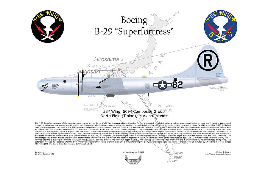 Boeing Digital Art - Boeing B-29 Superfortress ENOLA GAY by Arthur Eggers