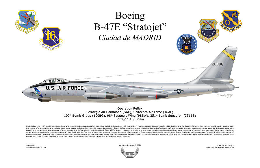 Boeing B-47E Stratojet Operation Reflex Ciudad de Madrid Digital Art by Arthur Eggers