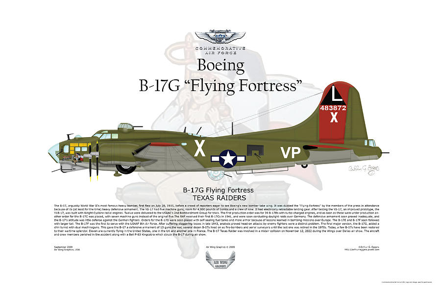 CAF Boeing B-17G Flying Fortress Texas Raiders BACKGROUND Digital Art ...