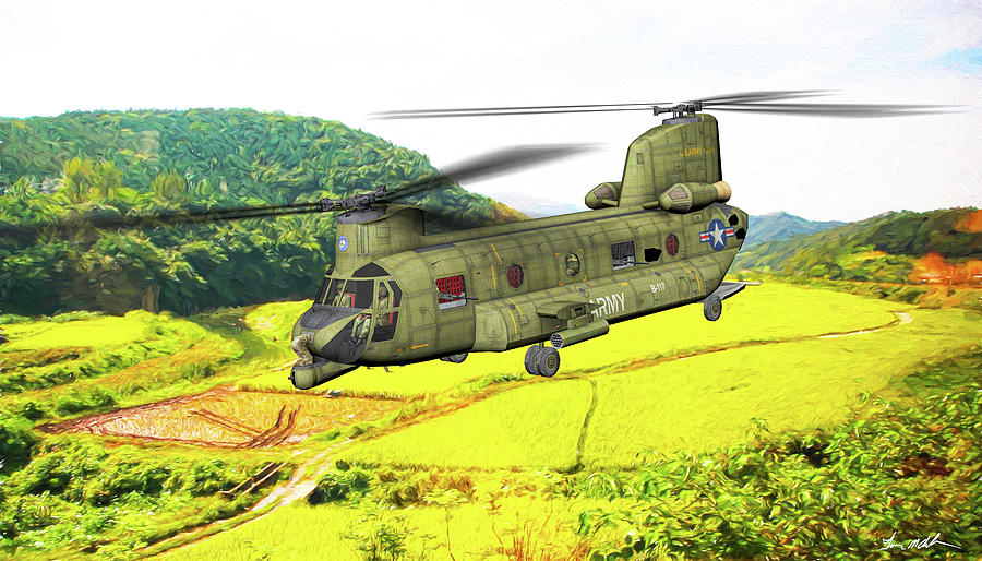 Boeing CH-47 Chinook - Art Digital Art by Tommy Anderson