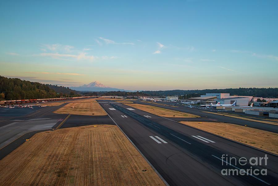 Boeing Field and Mount Rainier Photograph by Mike Reid