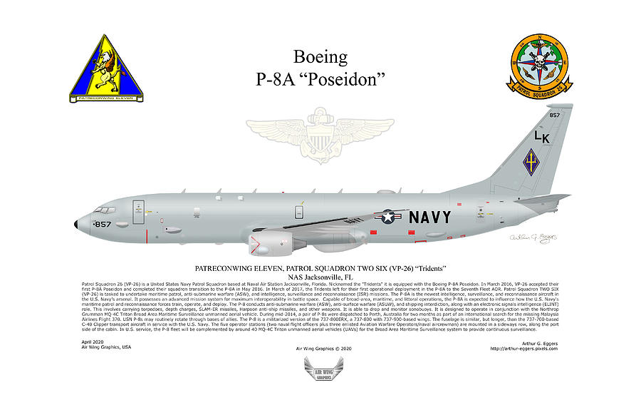 Boeing P-8A Poseidon VP-26 #1 Digital Art by Arthur Eggers