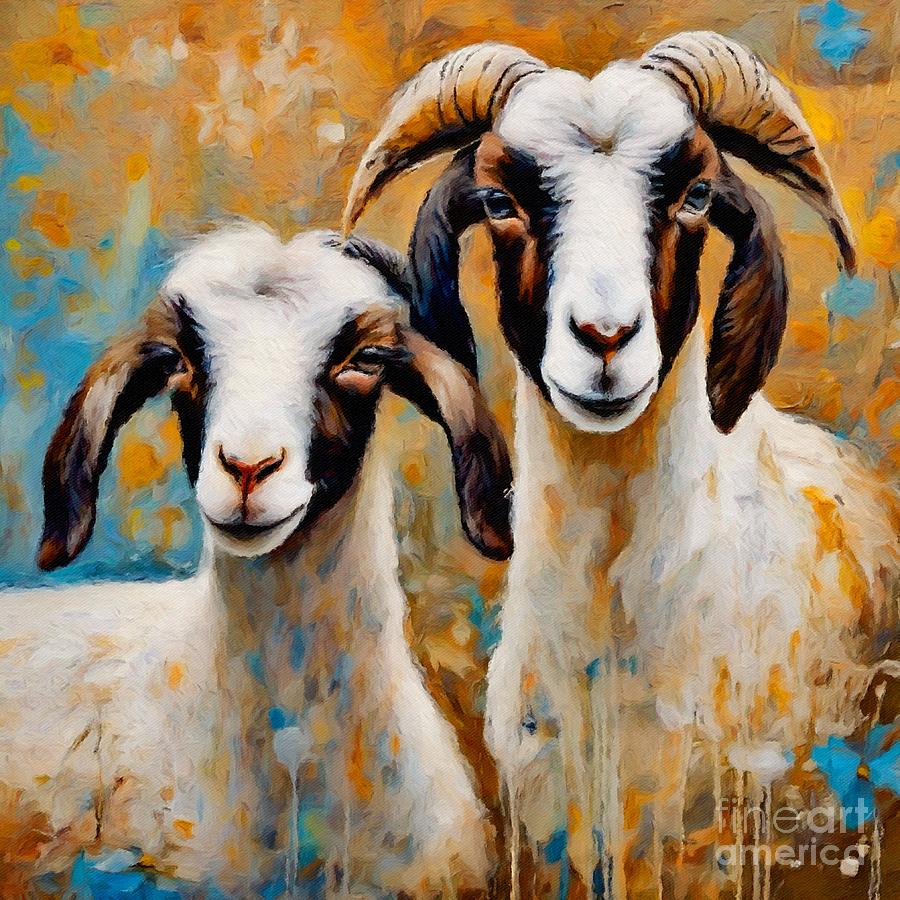 Boerbok Goats Digital Art by Lauries Intuitive
