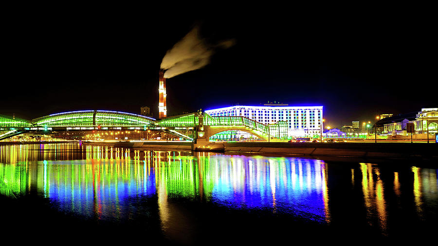 Moscow Photograph -  Bogdan Khmelnitsky - Kievsky bridge - Scenic water reflections - Moscow, Russia by Lux Argus