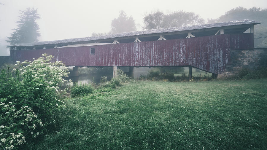 Bogerts Covered Bridge Misty June Photograph by Jason Fink