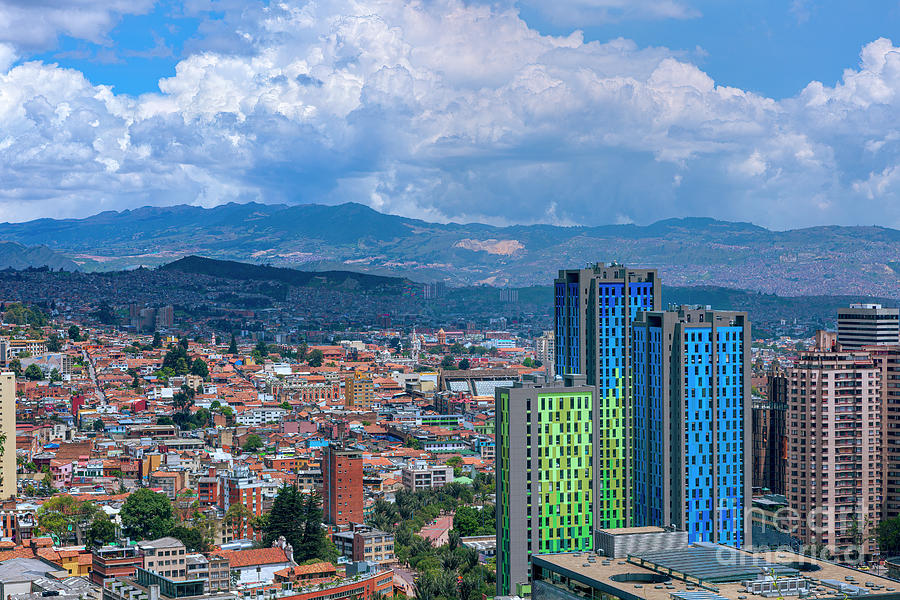 Bogota, Colombia, A High Angle View Of The Andean, Capital City ...