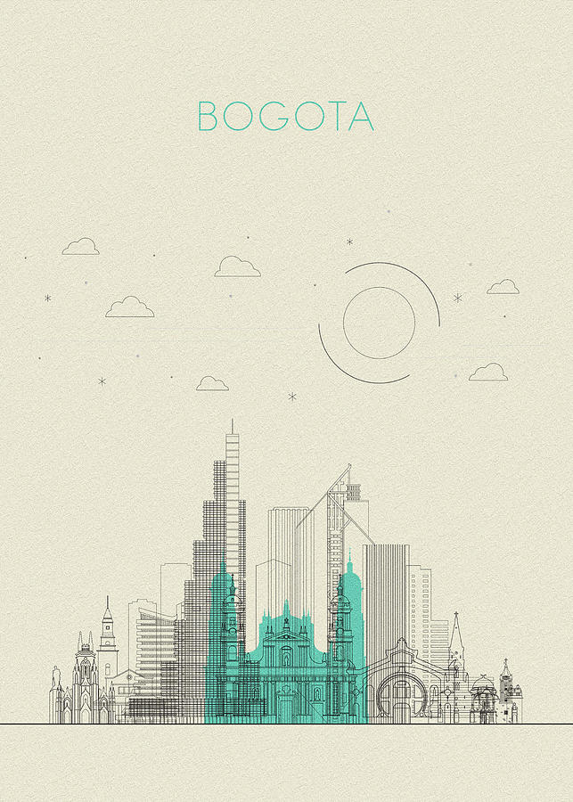 Bogota, Colombia Abstract City Skyline Drawing by Inspirowl Design Pixels