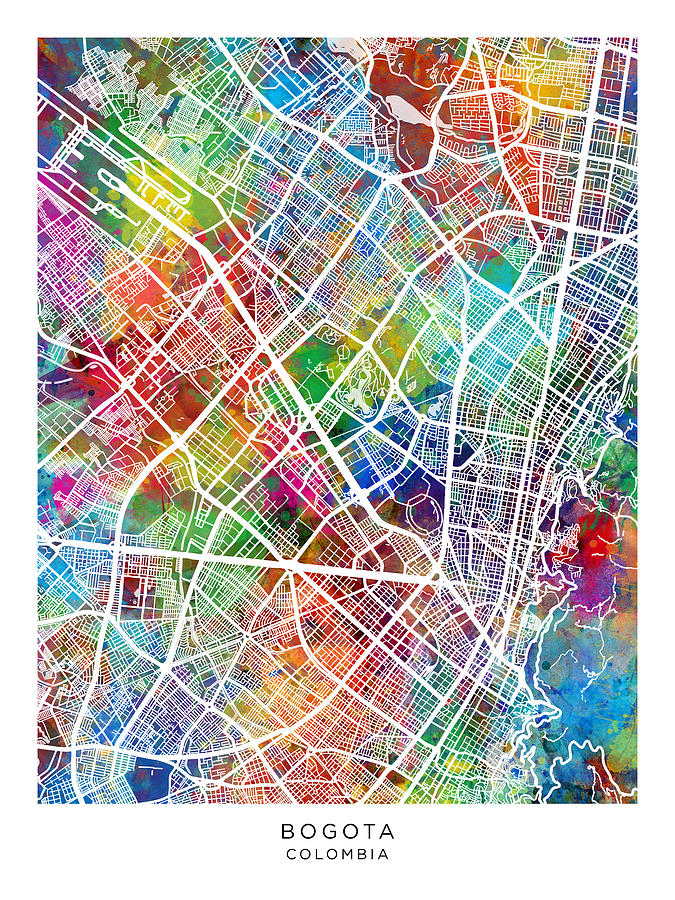 Bogota Colombia City Map #03 Digital Art by Michael Tompsett