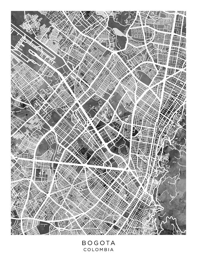 Bogota Colombia City Map #78 Digital Art by Michael Tompsett