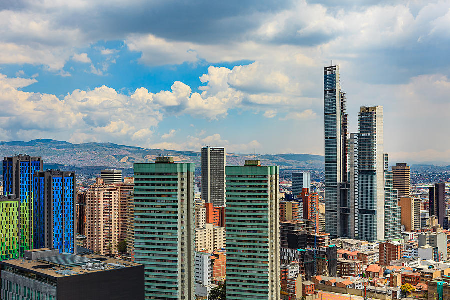 Bogota Colombia: High Angle View Of Modern Buildings In Downtown Bogota Including BD Bacata, The Tallest Building In The Country Photograph by Devasahayam Chandra Dhas