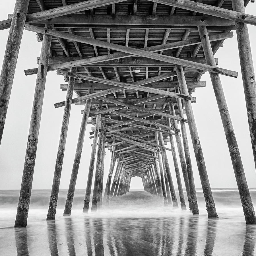 Bogue Inlet Fishing Pier on a Foggy Evening Photograph by Bob Decker