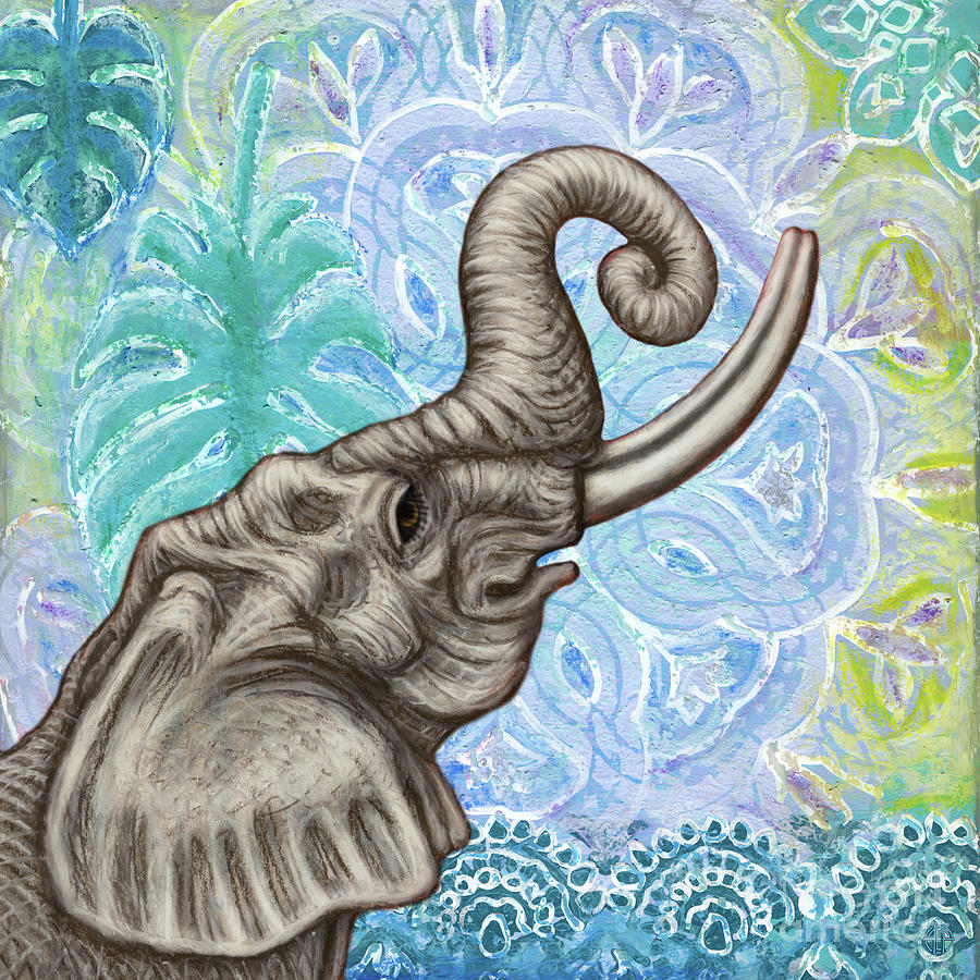 Bohemian African Elephant Tapestry Painting by Amy E Fraser