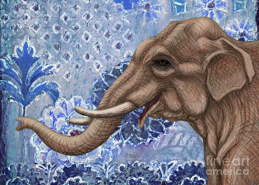 Bohemian Asian Elephant Tapestry Painting by Amy E Fraser