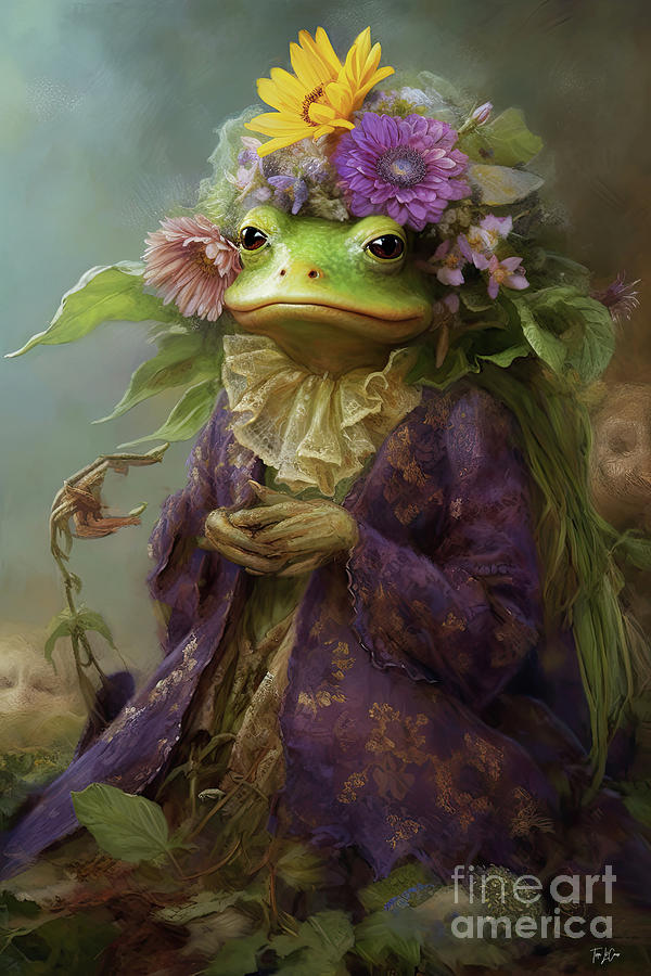 Bohemian Bullfrog Priestess Painting by Tina LeCour