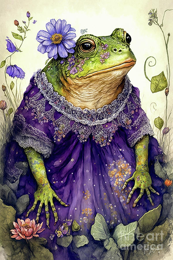 Frog Painting - Bohemian Bullfrog by Tina LeCour
