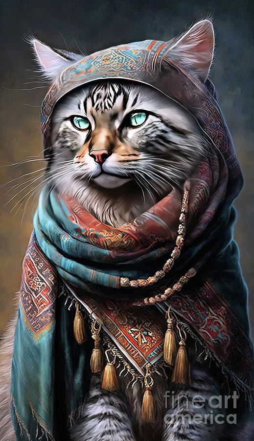 Bohemian Cat #2  Digital Art by Elaine Manley