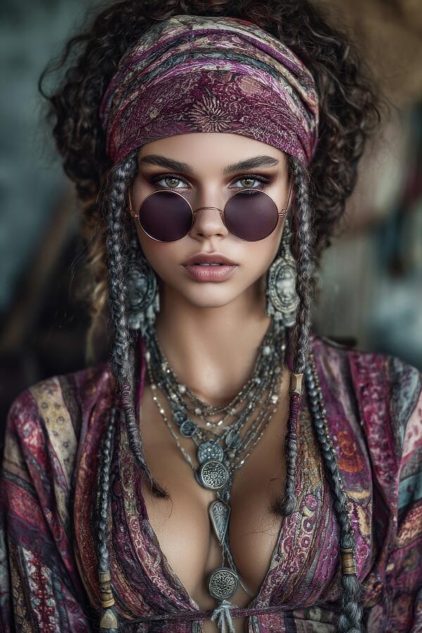 Bohemian Flair - Portrait of a Free Spirit Woman Digital Art by Matthias Hauser Bohemian Flair - Portrait of a Free Spirit Woman Digital Art by Matthias Hauser