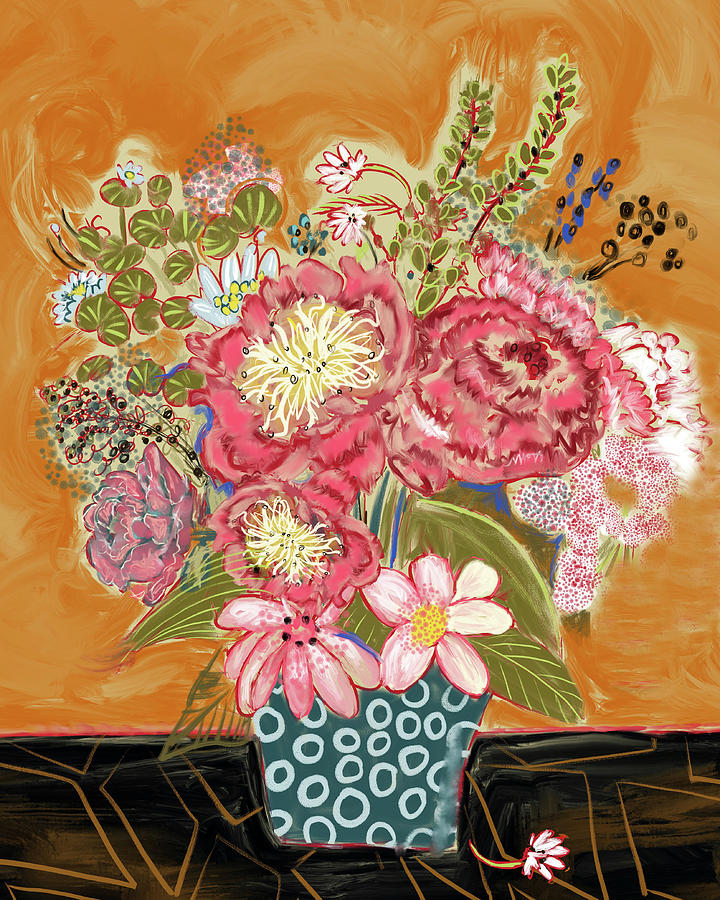 Bohemian Floral Painting by Blenda Studio