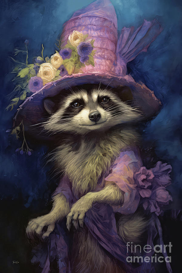 Bohemian Raccoon Painting by Tina LeCour