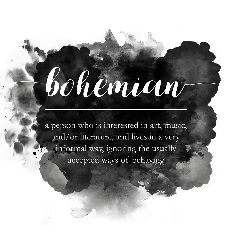 Bohemian Word Definition Poster Blue Painting By Florence Fiona Fine   Bohemian Word Definition Poster Blue Florence Fiona 