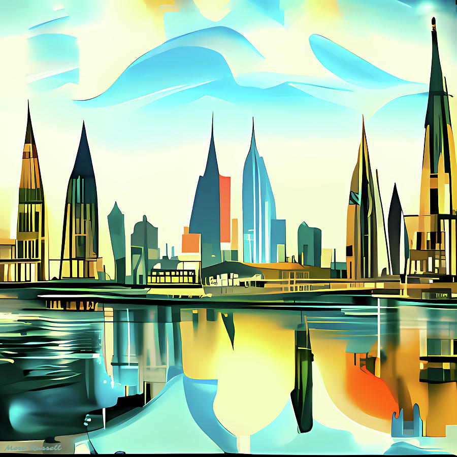 Boho City #3 abstract cityscape  Digital Art by Merv Russell
