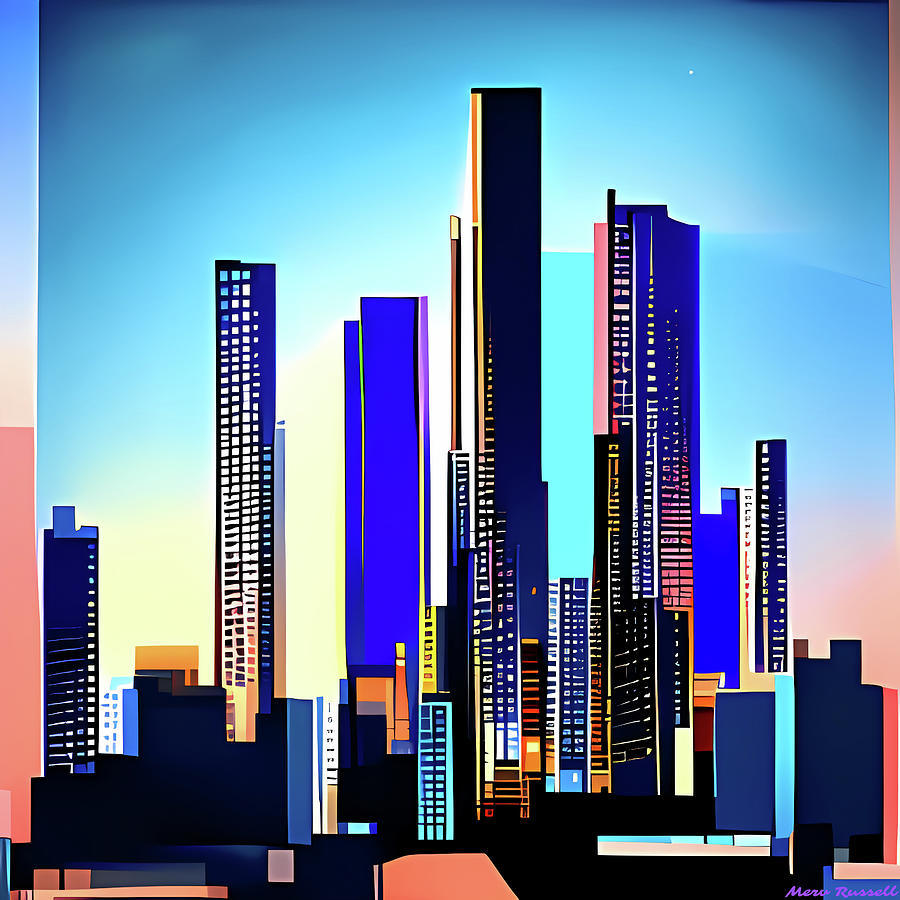 Boho City #5 abstract cityscape Digital Art by Merv Russell