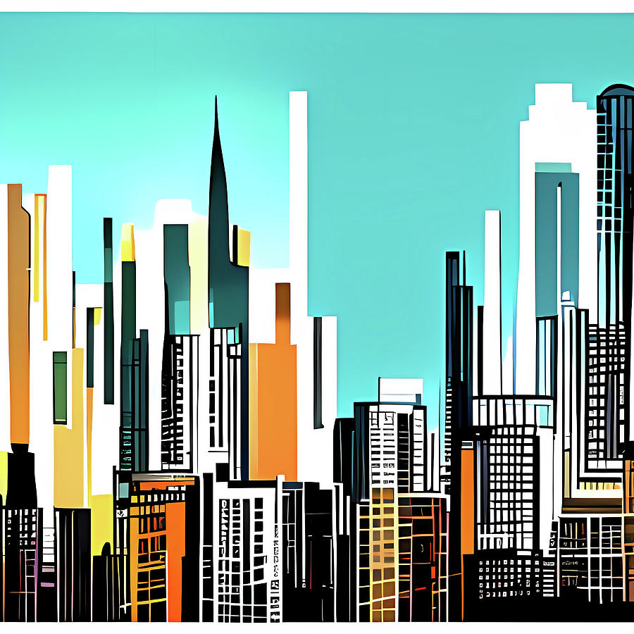 Boho City #13 abstract cityscape Digital Art by Merv Russell